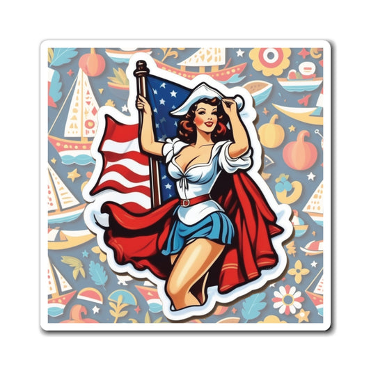 Columbus Day II Pin Up Girl Magnet