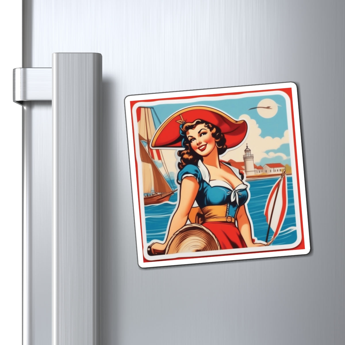 Columbus Day Pin Up Girl Magnet