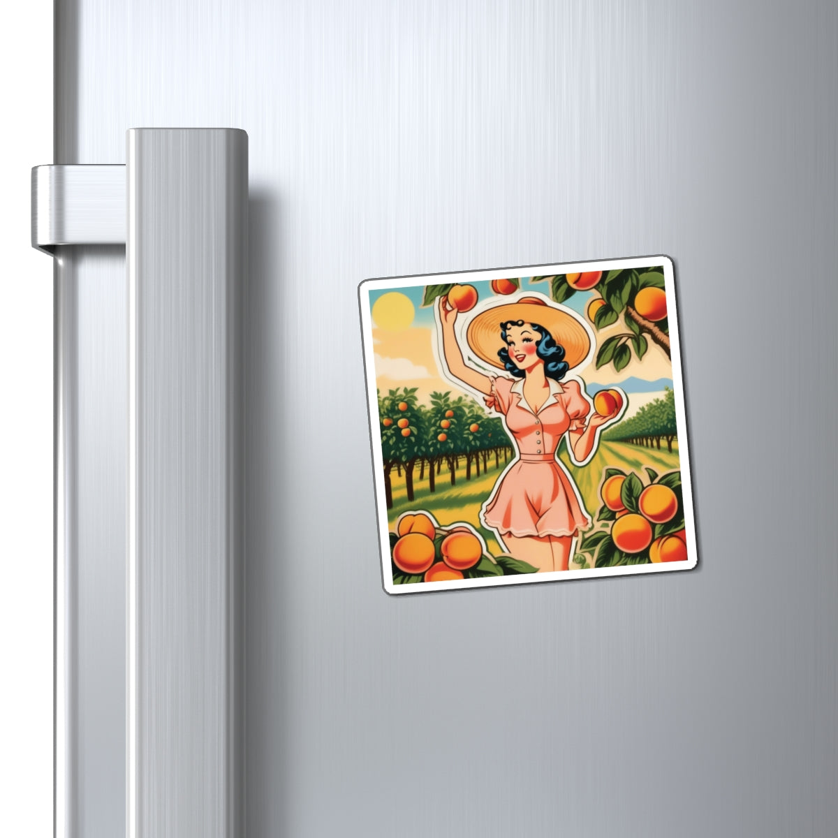 National Peach Day IV Pin Up Girl Magnet