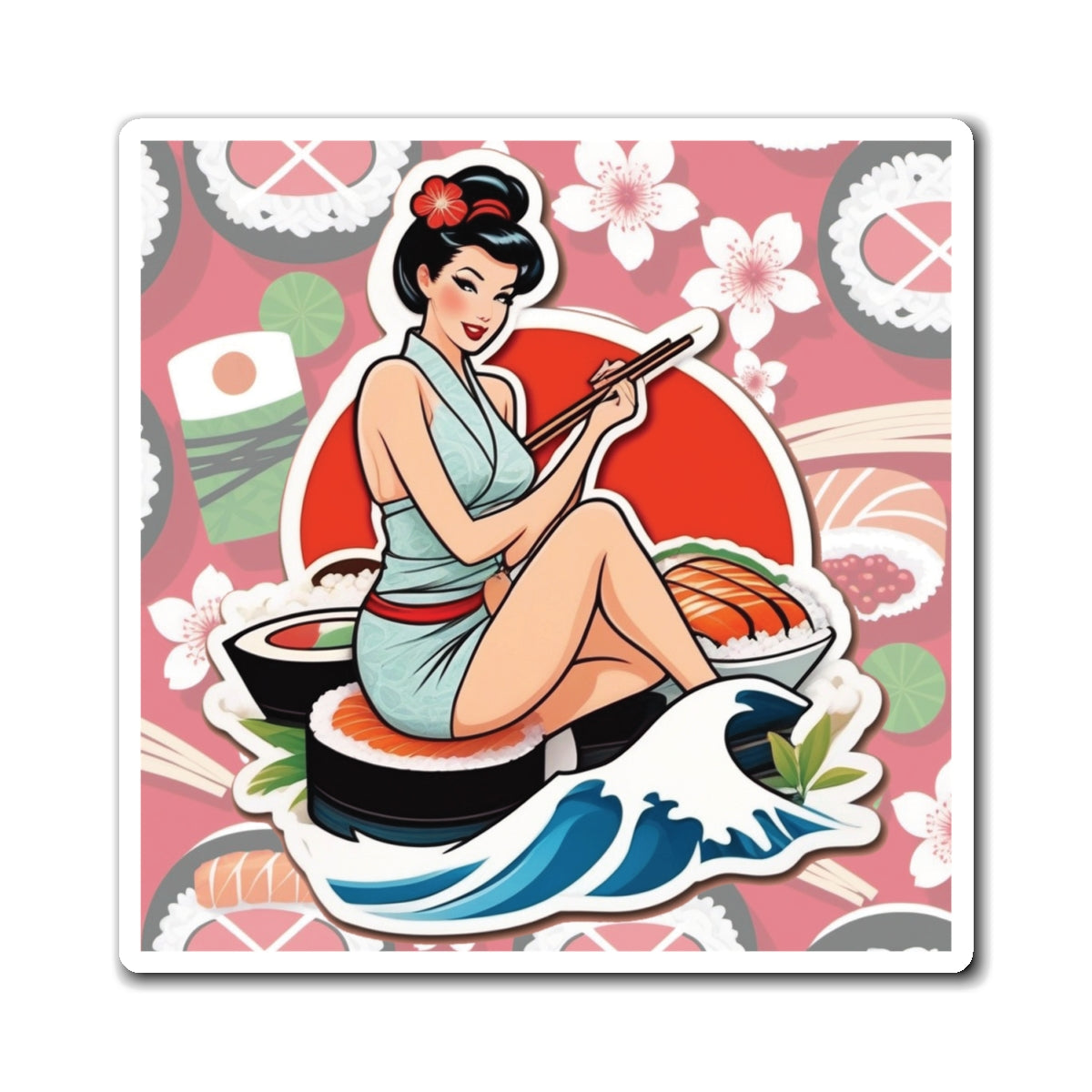 National Sushi Day V Pin Up Girl Magnet