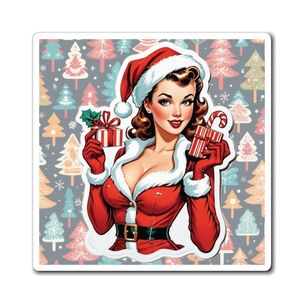 Christmas V Pin Up Girl Magnet