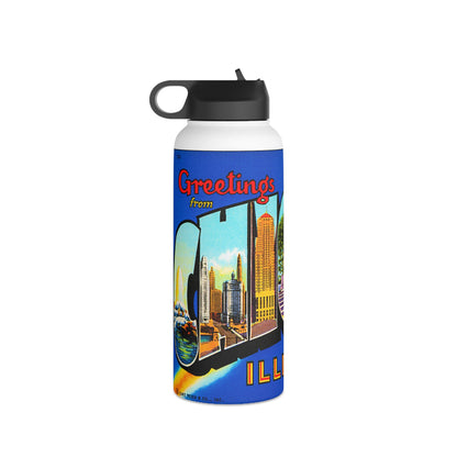 Chicago Illinois Stainless Steel Water Bottle, Standard Lid 32 oz