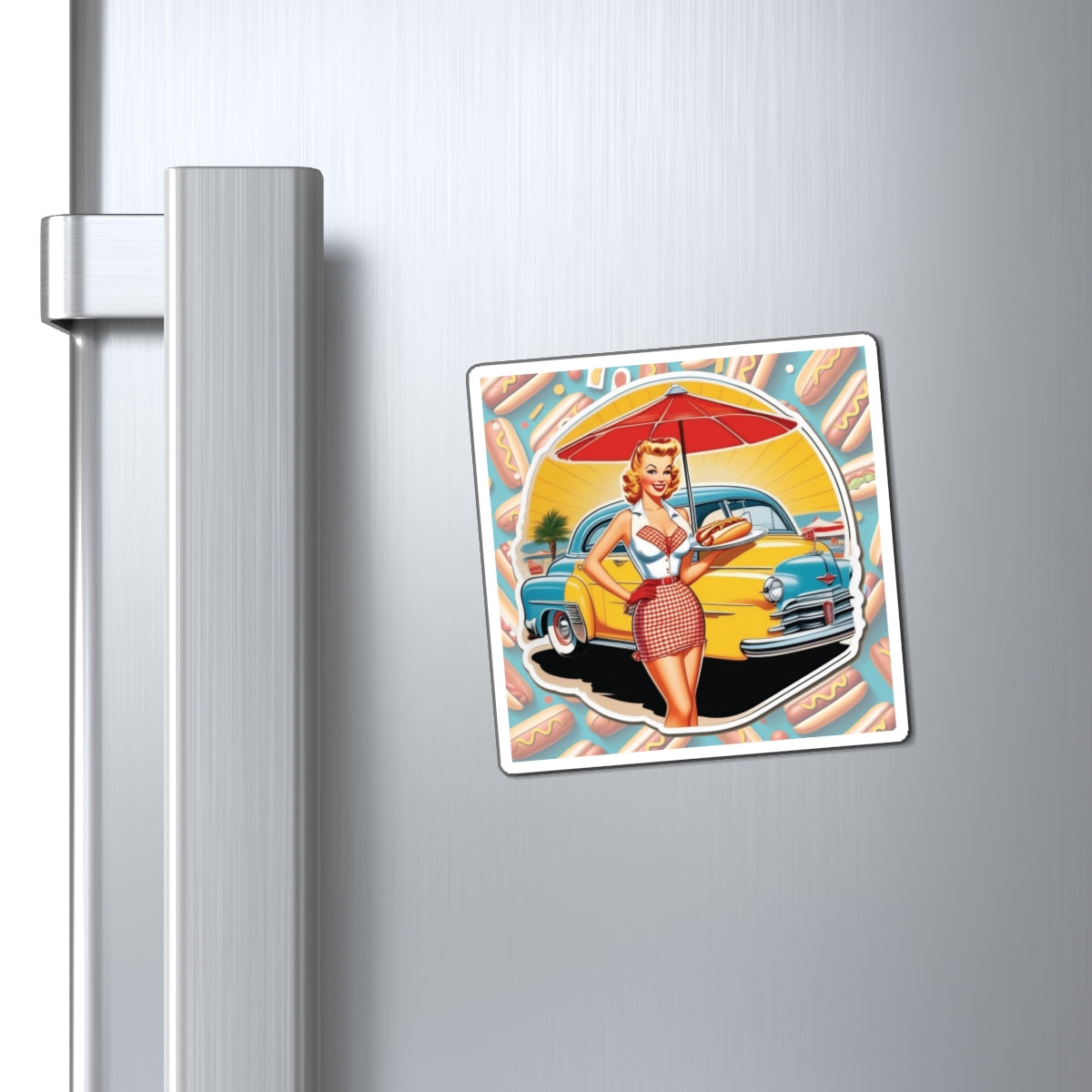 National Hot Dog Day Pin Up Girl Magnet