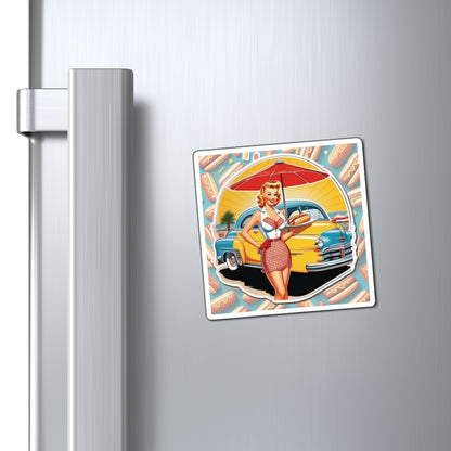 National Hot Dog Day Pin Up Girl Magnet