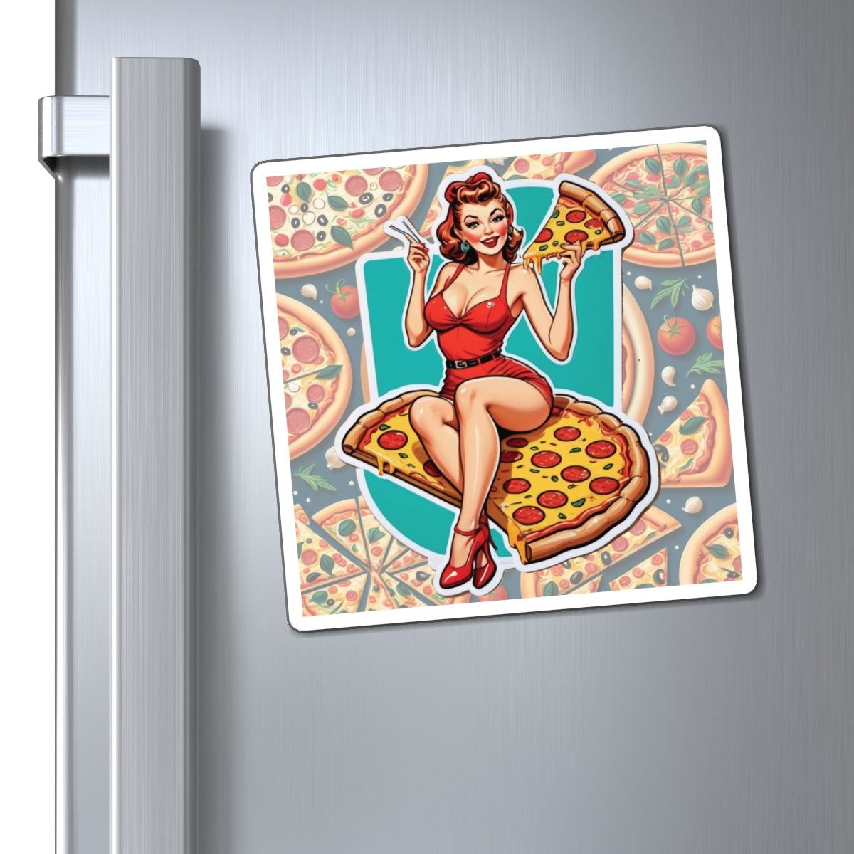 National and World Pizza Day II Pin Up Girl Magnet