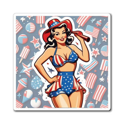 Fourth of July III Pin Up Girl Magnet