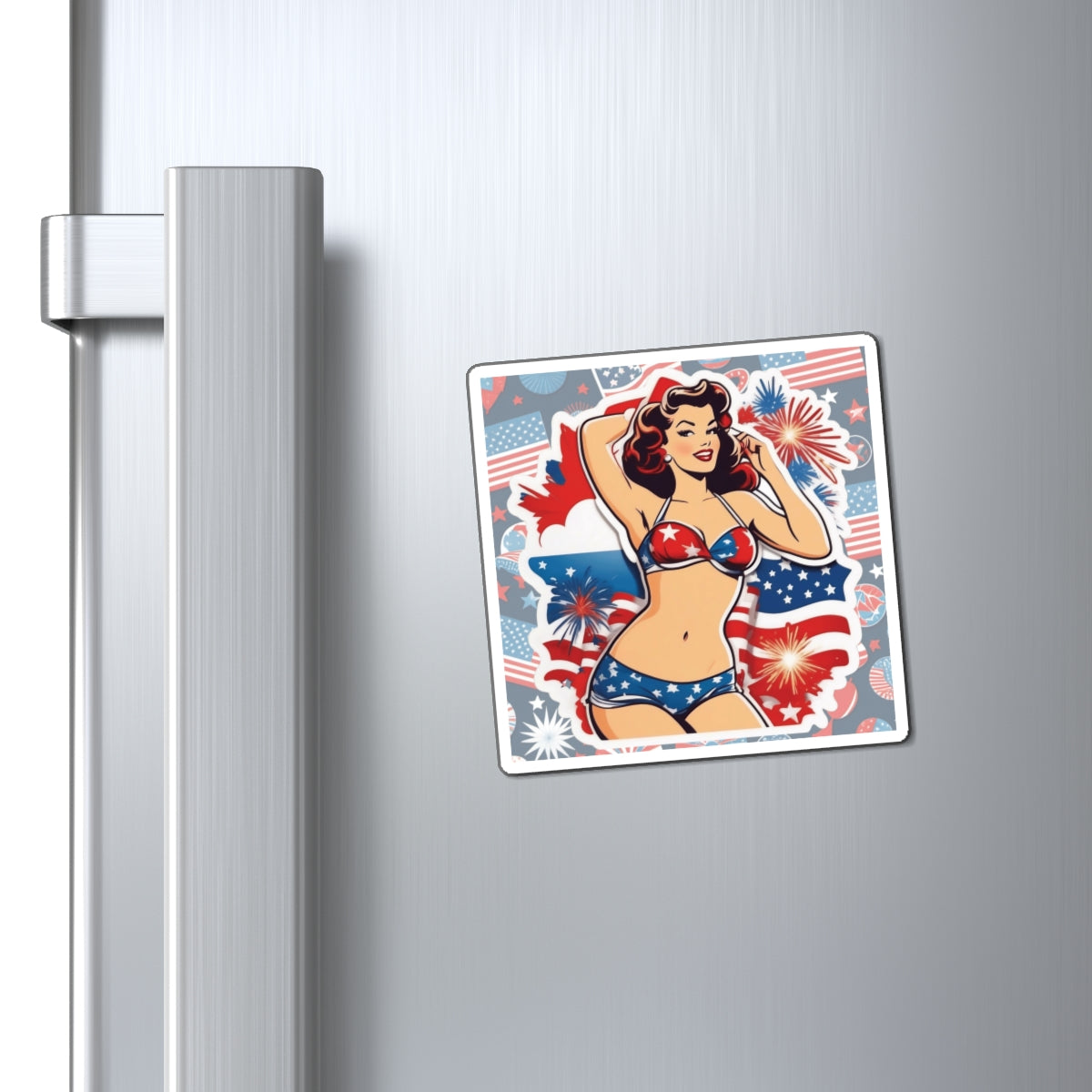 Fourth of July V Pin Up Girl Magnet