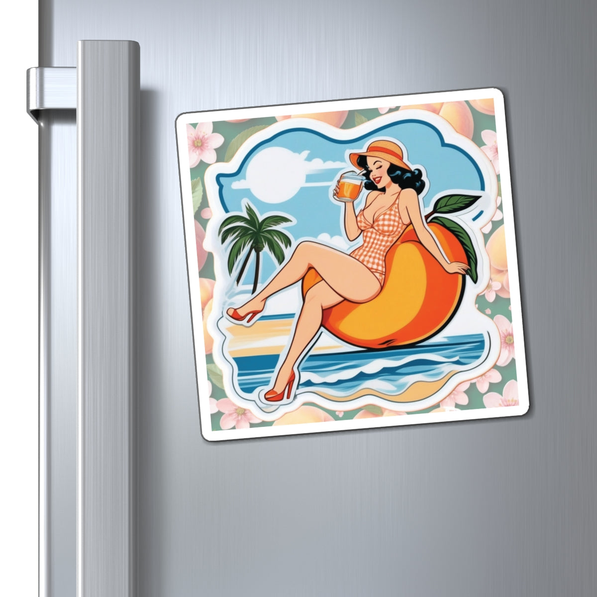 National Peach Day VI Pin Up Girl Magnet