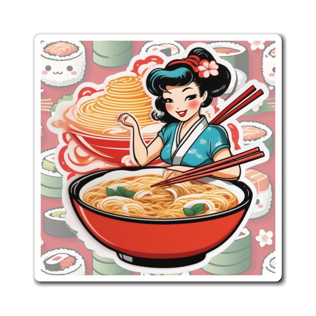 National Ramen Day III Pin Up Girl Magnet