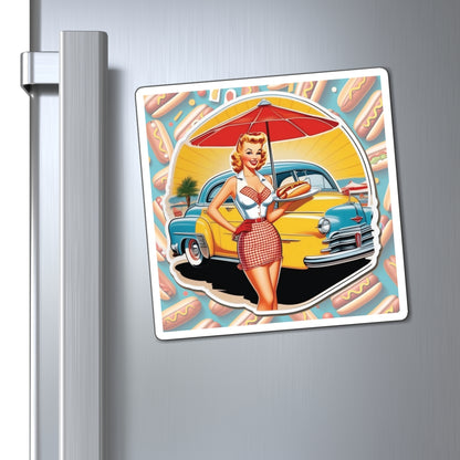 National Hot Dog Day Pin Up Girl Magnet