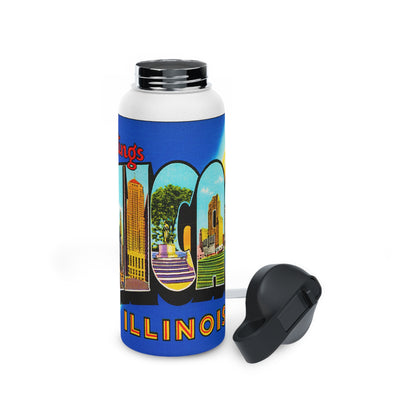 Chicago Illinois Stainless Steel Water Bottle, Standard Lid 32 oz