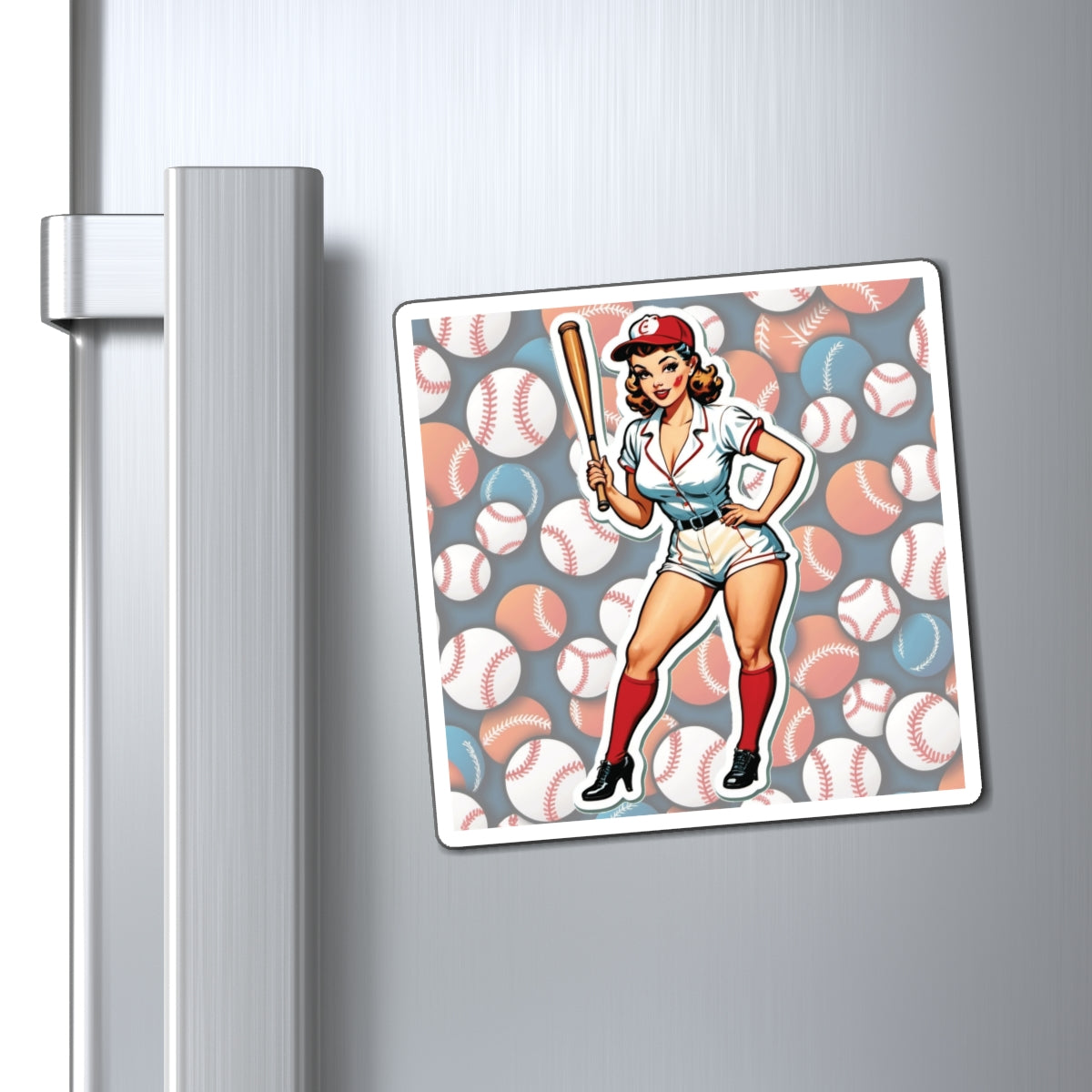 National Baseball Week Pin Up Girl Magnet