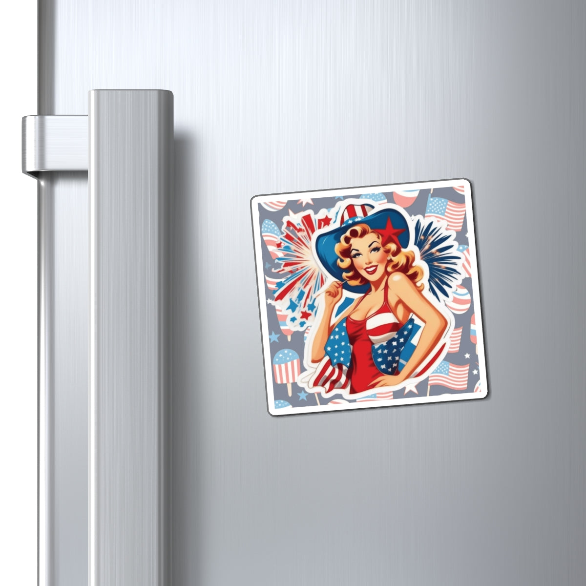 Fourth of July Pin Up Girl Magnet