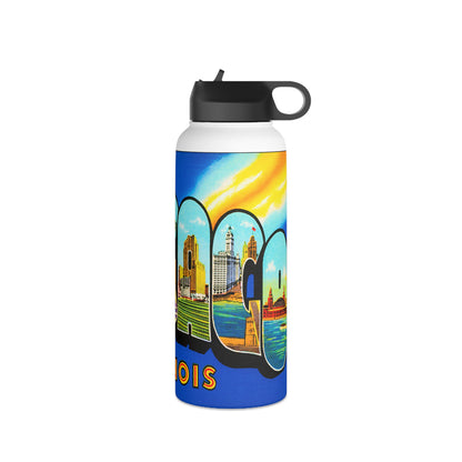 Chicago Illinois Stainless Steel Water Bottle, Standard Lid 32 oz