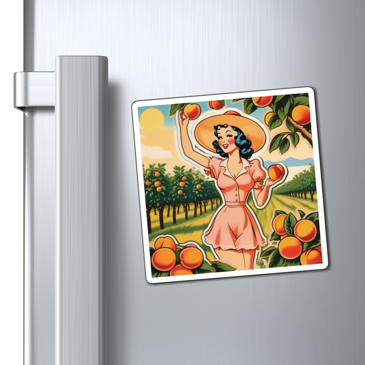 National Peach Day IV Pin Up Girl Magnet