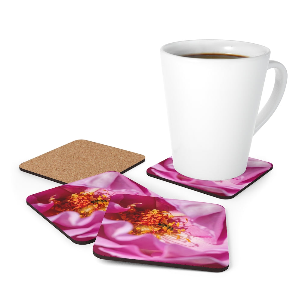 Rose II Corkwood Coaster Set