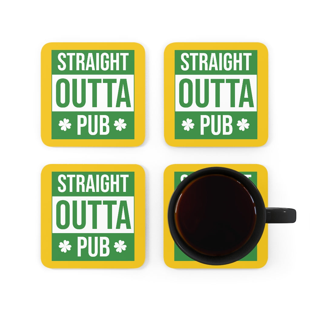 Straight Outa Pub Corkwood Coaster Set