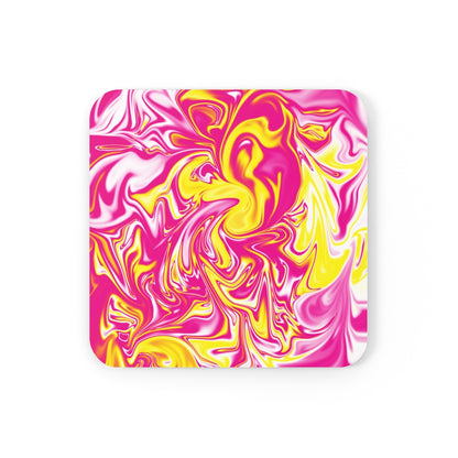 Pink/Yellow Corkwood Coaster Set