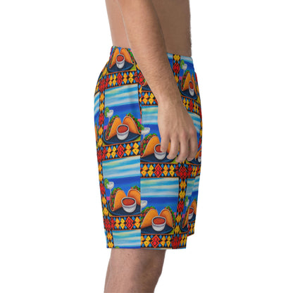 Tacos and Margarita Men's Elastic Beach Shorts