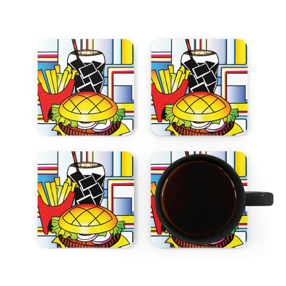 Burger and Fries in Stained Glass Coaster Set