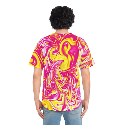 Pink/Yellow Men's Baseball Jersey