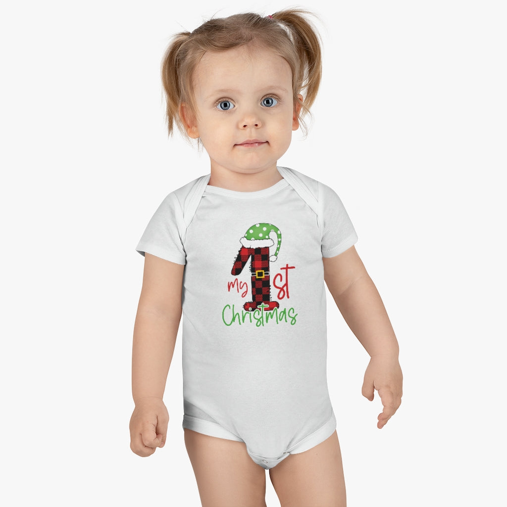 1st Christmas Baby Short Sleeve Onesie