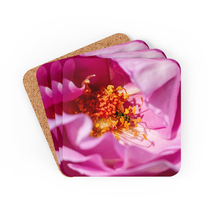 Rose II Corkwood Coaster Set