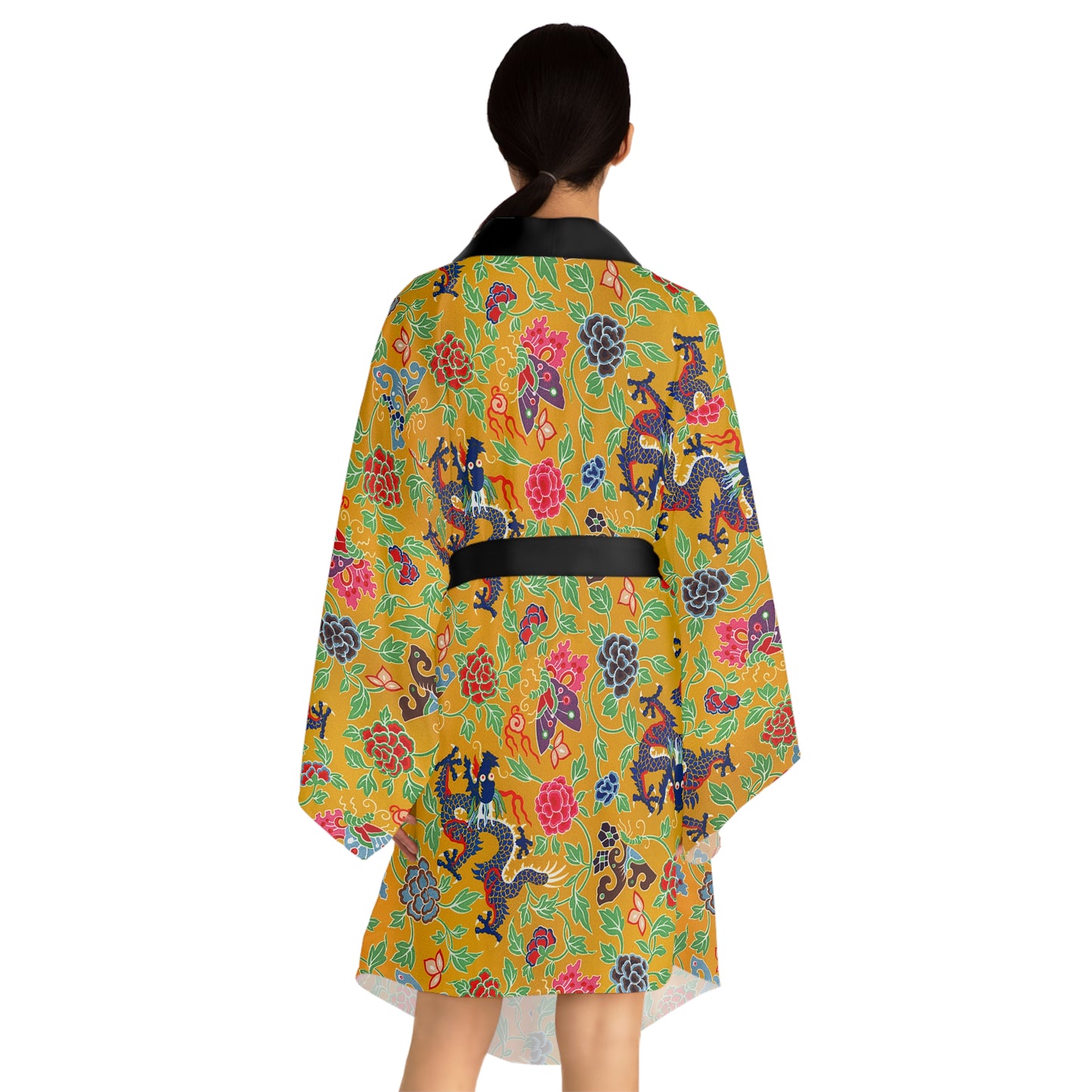 Dragon Pattern Long Sleeve Kimono Robe