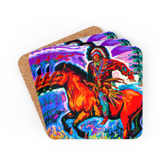 Native American on Horseback Coaster Set