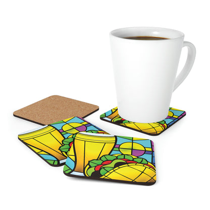 Un Taco con una Cerveza in Stained Glass Coaster Set