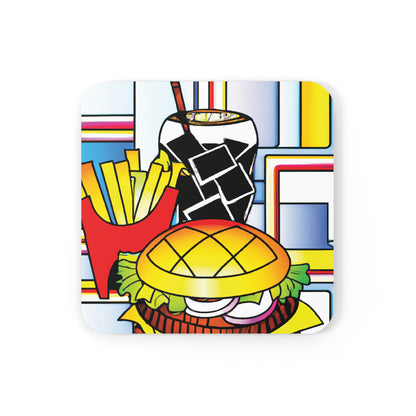 Burger and Fries in Stained Glass Coaster Set