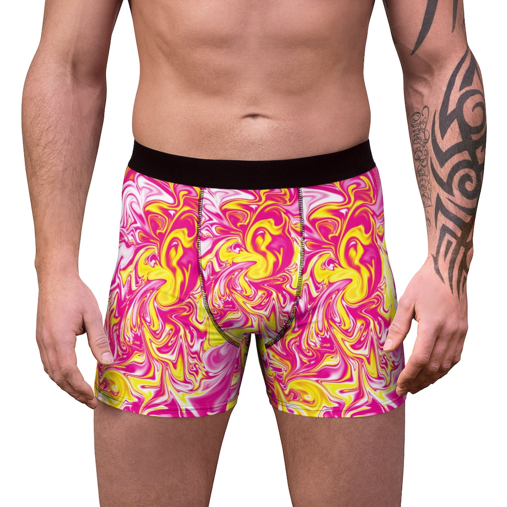 Pink/Yellow Men's Boxer Briefs