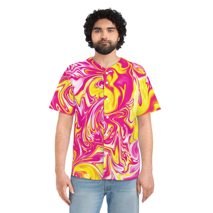 Pink/Yellow Men's Baseball Jersey