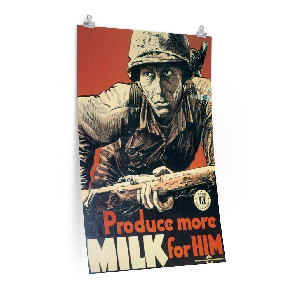 20th Century World Wars Poster: Produce More Milk