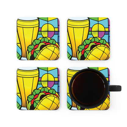 Un Taco con una Cerveza in Stained Glass Coaster Set