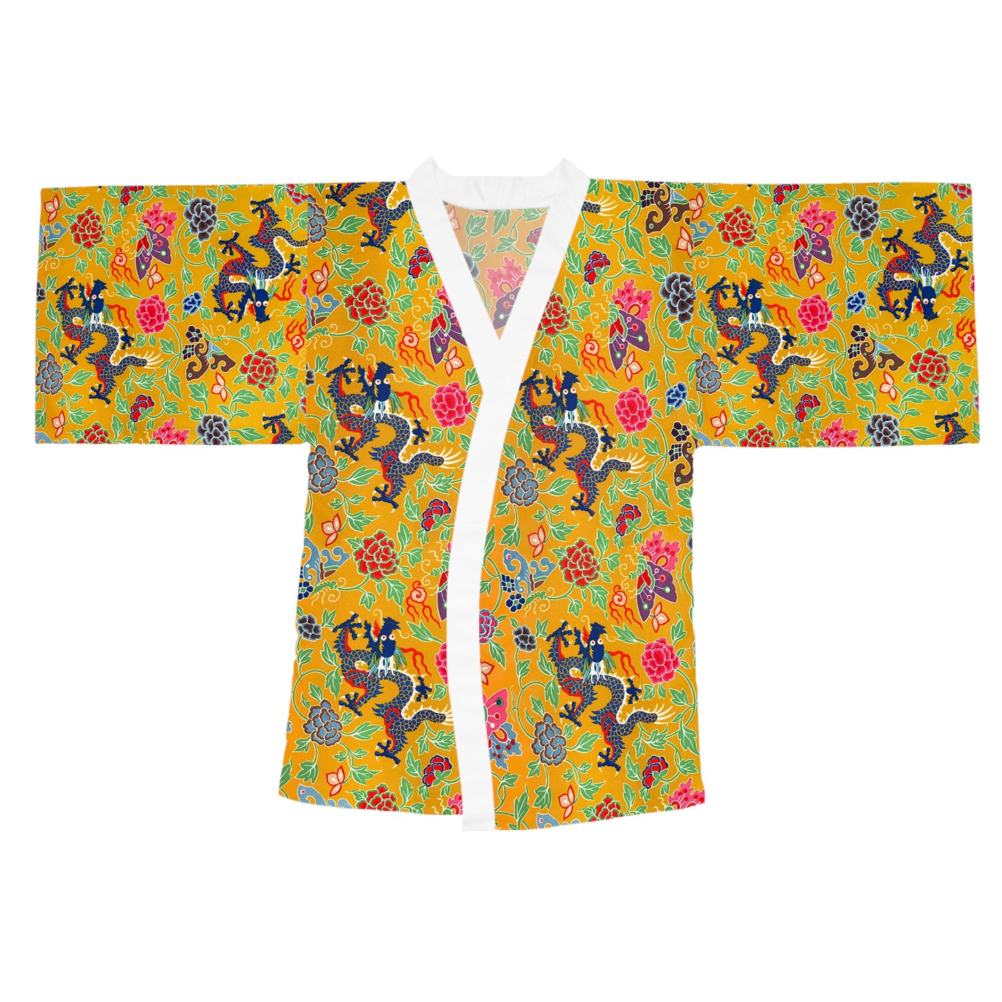 Dragon Pattern Long Sleeve Kimono Robe