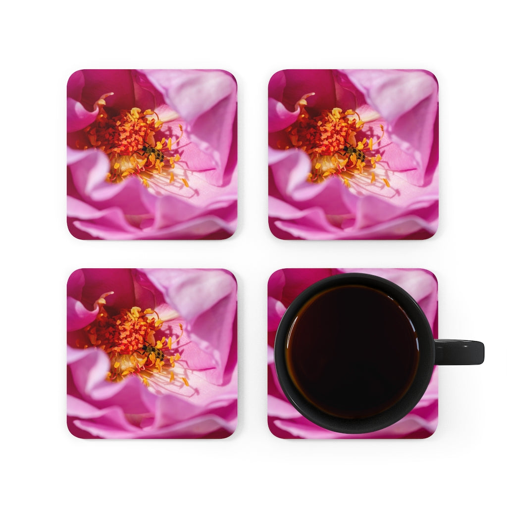 Rose II Corkwood Coaster Set