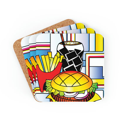 Burger and Fries in Stained Glass Coaster Set