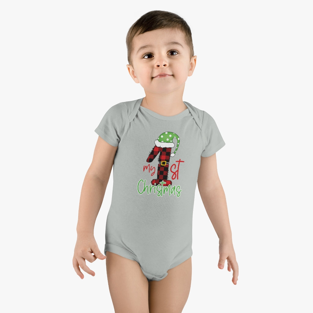 1st Christmas Baby Short Sleeve Onesie