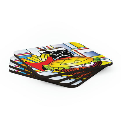 Burger and Fries in Stained Glass Coaster Set