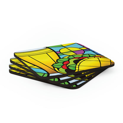 Un Taco con una Cerveza in Stained Glass Coaster Set