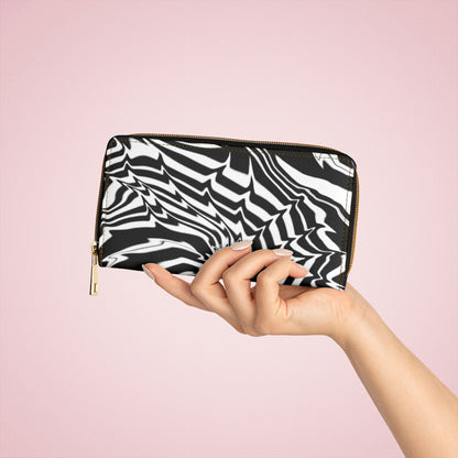 Black and White Zipper Wallet