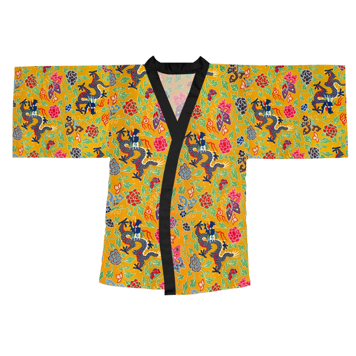 Dragon Pattern Long Sleeve Kimono Robe