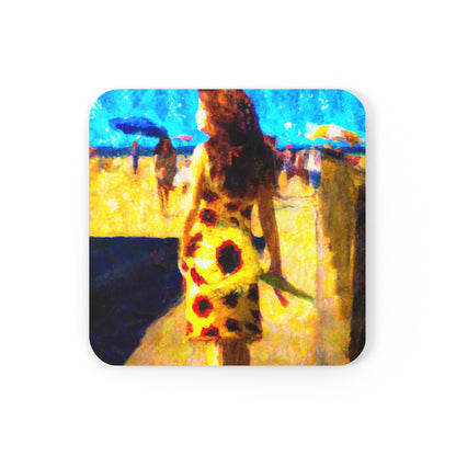 Lady in a Sunflower Dress at the Beach Coaster Set