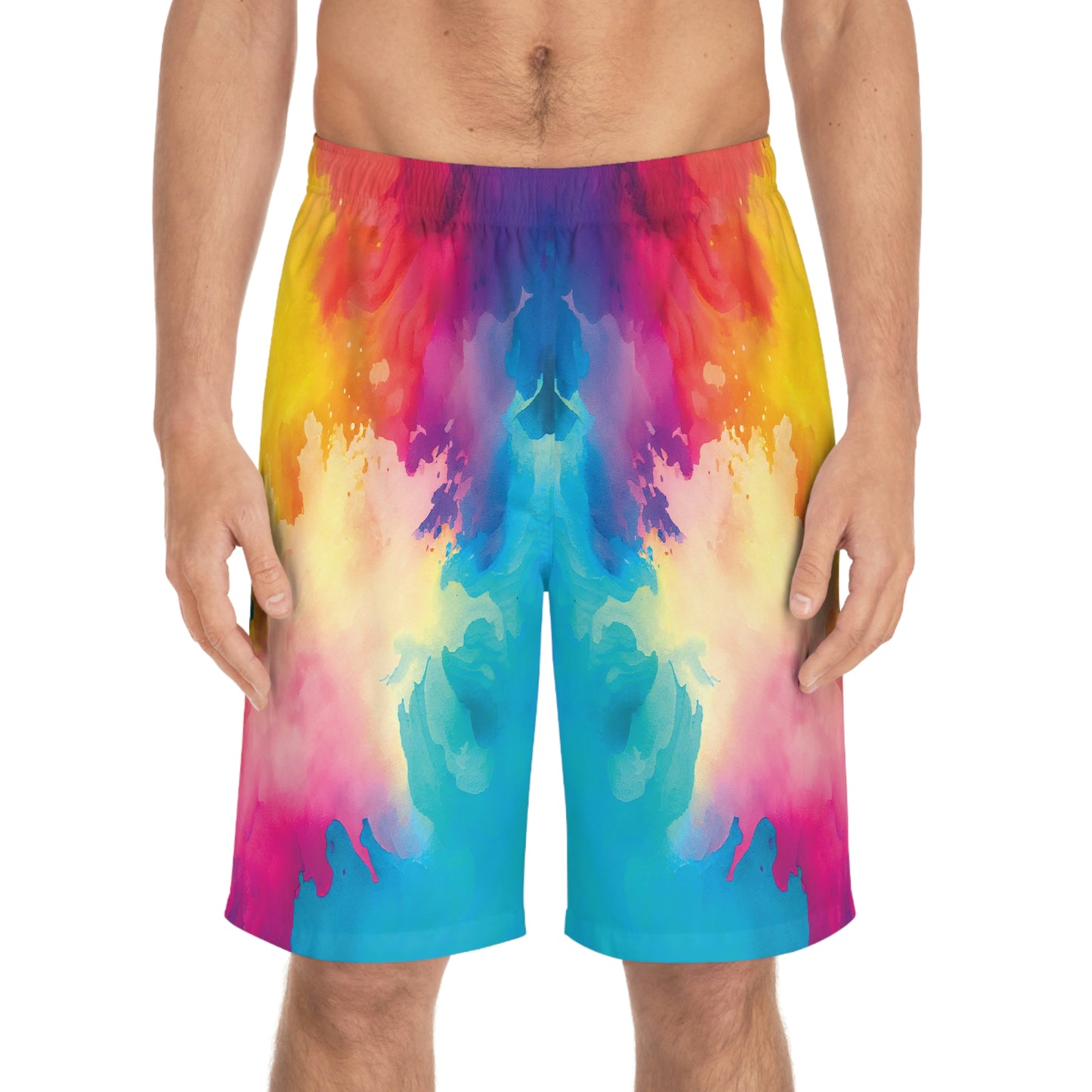 Watercolor Tie Dye Men's Board Shorts