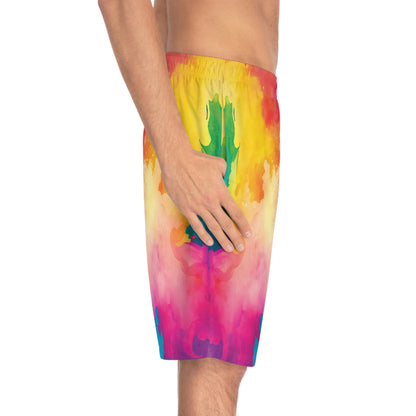 Watercolor Tie Dye Men's Board Shorts