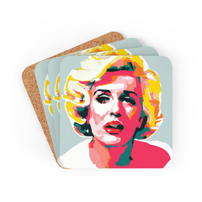 Portrait of Marilyn Monroe by Andy Warhol (Ai generated) Coaster Set