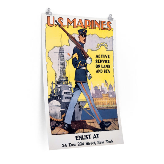 20th Century World Wars Poster: Active Service on Land and Sea