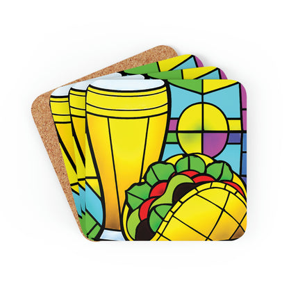 Un Taco con una Cerveza in Stained Glass Coaster Set