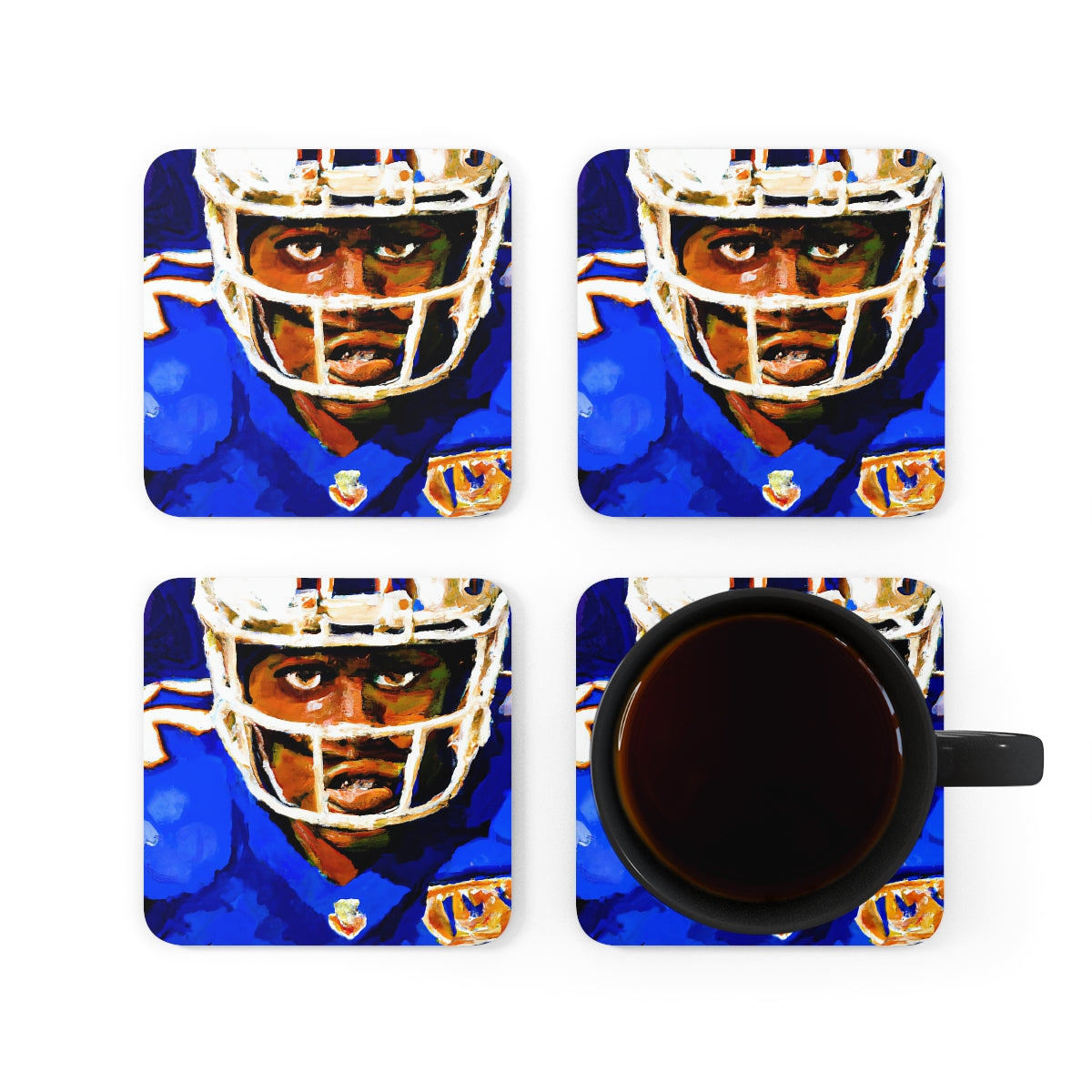 American Football Player in the Style of Van Gogh Coaster Set